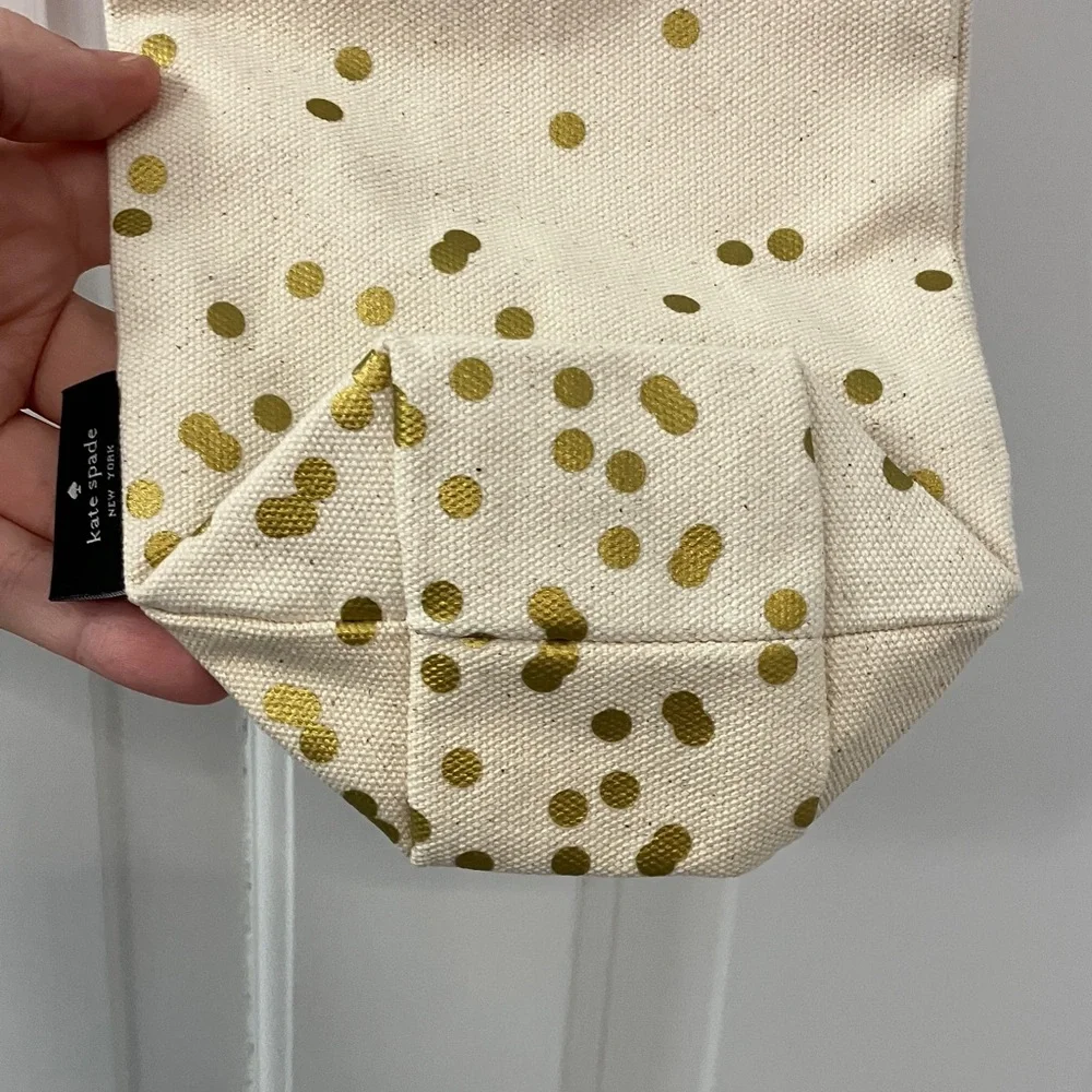 Kate Spade Gold Dot wine tote cream and Gold Canvas NWT handle bag gift bag